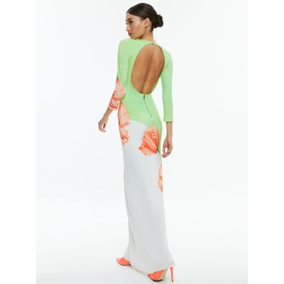 Alice + Olivia Delora Dream Life Sharp Green open-back maxi dress XS $595 - Picture 3 of 11